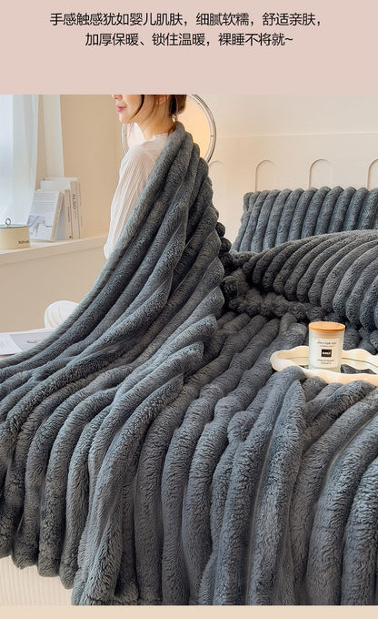 Striped Flannel Fleece Blanket Ultra-Soft Lightweight White Blanket Throw/Twin/Qveen/King Sizes Multi-Color For Bed Couch