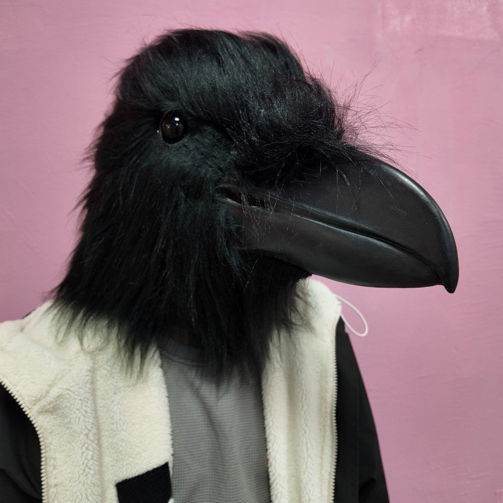 Unique Shaggy Feather Raven Mask Creative Black Animal Costume Accessories For Halloween Party Cosplay Themed Event