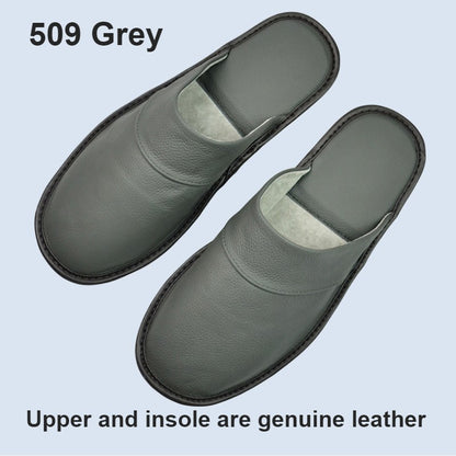 Genuine Cow Leather Slippers Homes in indoor slipper Spring Autumn summer men women elderly non-slip casual single Slides shoes