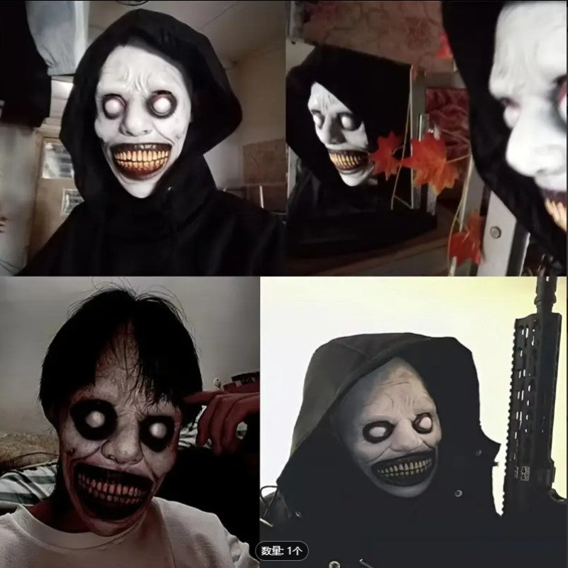 Scary Demon Halloween Mask Creepy White Face Cover Cosplay Prop for Haunted House Horror Party Costume Dress Up