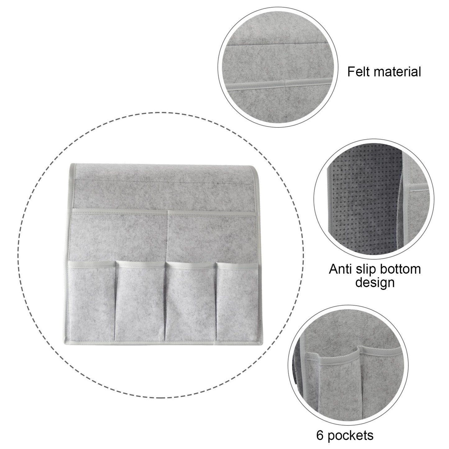 Household Armchair Caddy Felt Couch Recliner Armrest Organizer for Magazine Tablet Cell Phone Remote Control Hanging Storage Bag