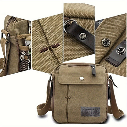 Unisex Canvas Crossbody Bag, Korean Style Outdoor Multi-Purpose Casual Shoulder Bag for Men, 1-Pack