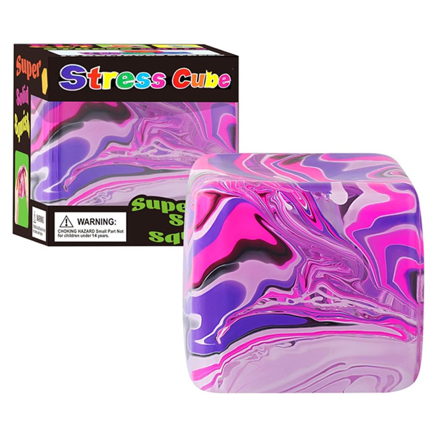Soft Slow Rebound Stress Cube Color Swirl Rotating Sensory Squeeze Toy Anxiety Relief Fidget Toy Classroom Prize for Kids Adults