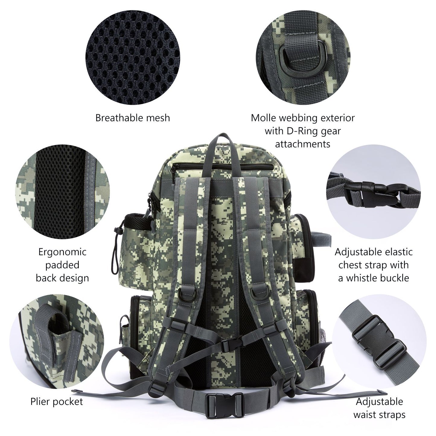 Bassdash Fishing Bag Tackle Backpack Leve Tático Caixa de Pesca Multifuncional