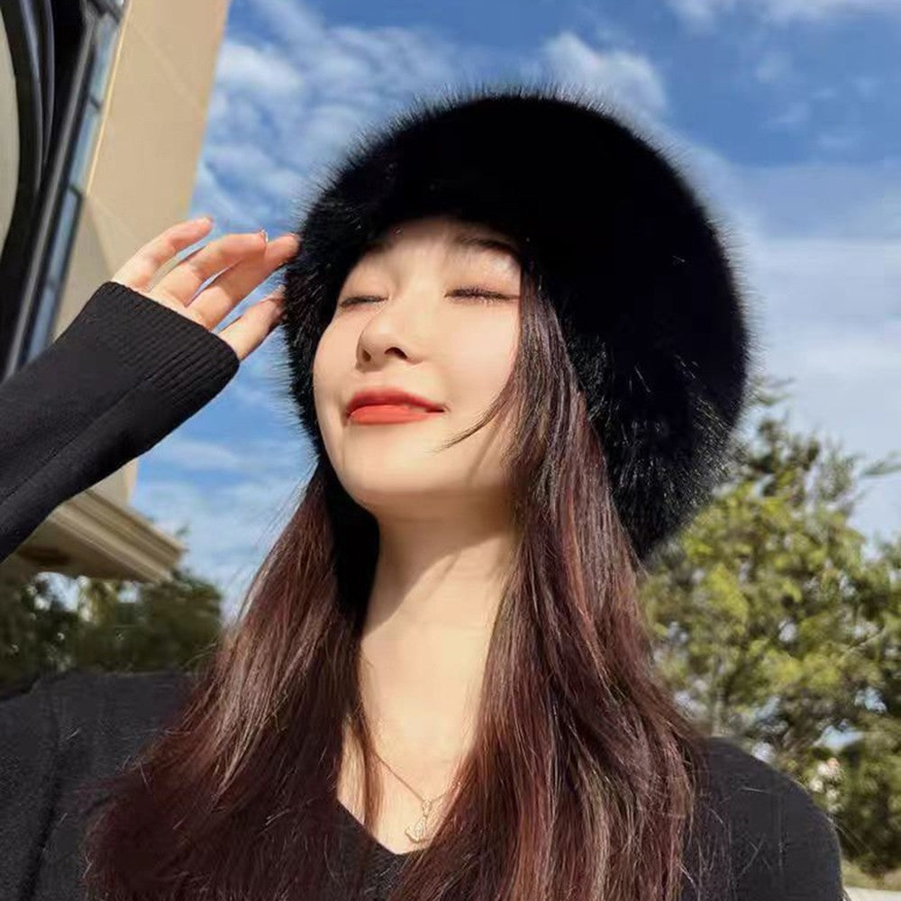 New Fluffy Fur Women's Winter Hat Winter Snow Ski Cap Female Faux Fur Thick Warm Windproof Hat Russian Hat Mink Fisherman's Hat