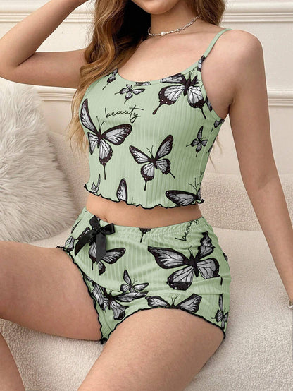 Casual Printed Pajamas For Women Two Pieces Sleepwear Women's Pajama Shorts Loungewear Sets Nightwear Female Home Suit Clothes