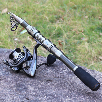 Sougayilang 1.8-3.3m Carbon Fiber Spinning Fishing Rod and 13+1BB Fishing Reel Combo Telescopic Fishing Pole Spinning Reel Kit