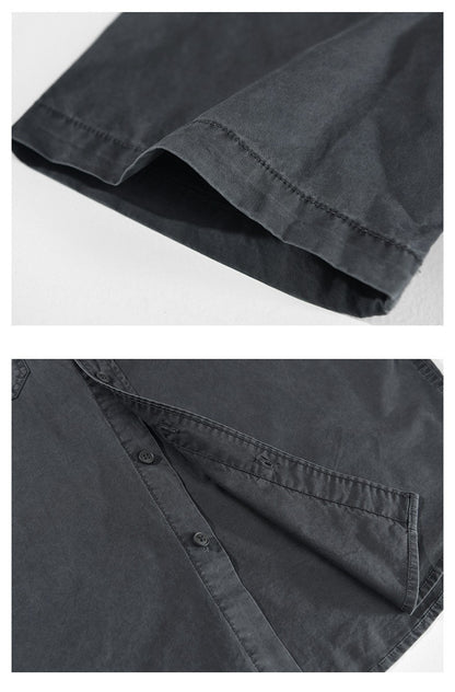 Summer Short Sleeve Cargo Shirts For Men American Work Attire Retro Absorbent Pure Cotton Shirt Double Chest Pockets