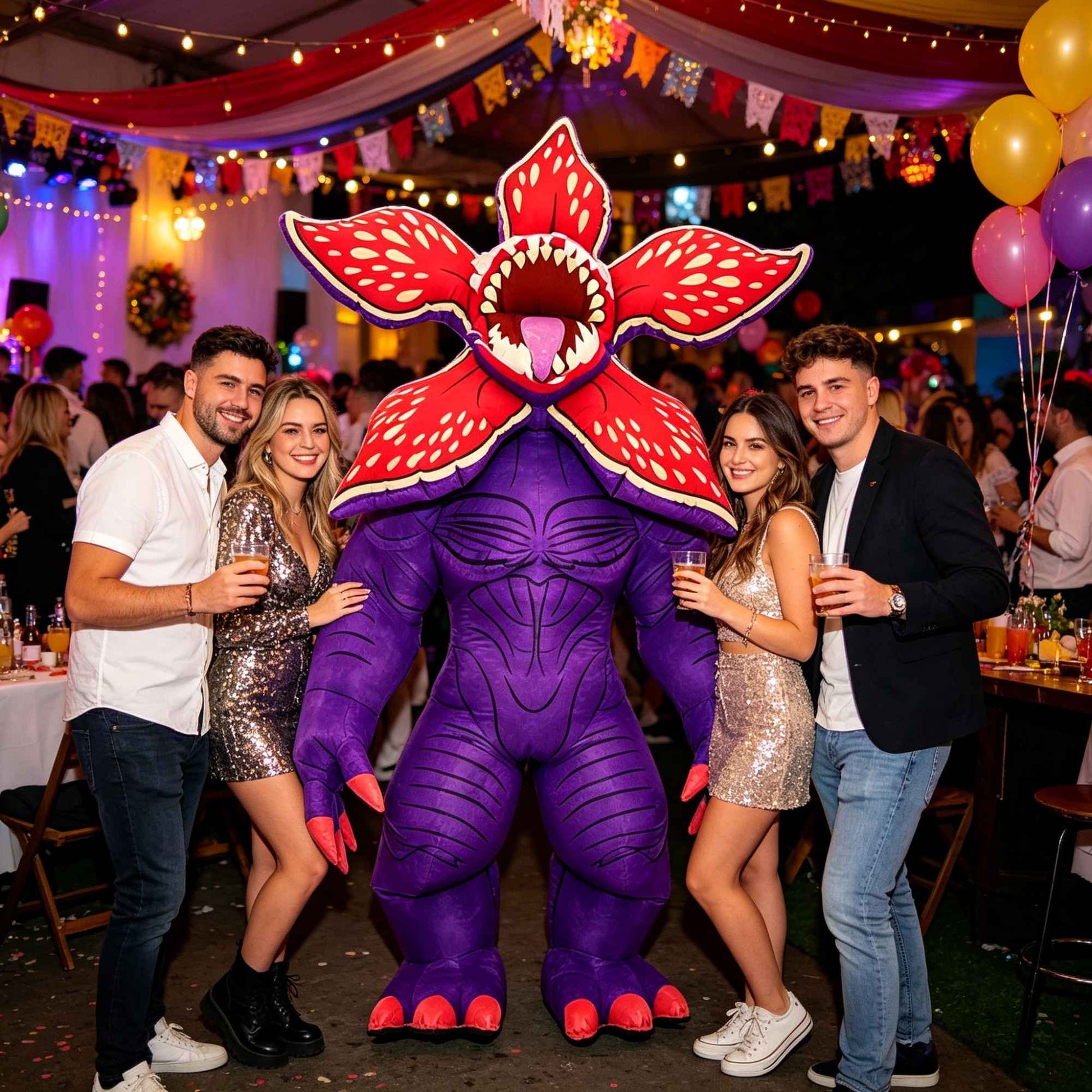 SAYGO Man Eating Flower Inflatable Costume Mascot Parade Adult Character Cosplay Birthday Halloween Party Event Plush Set