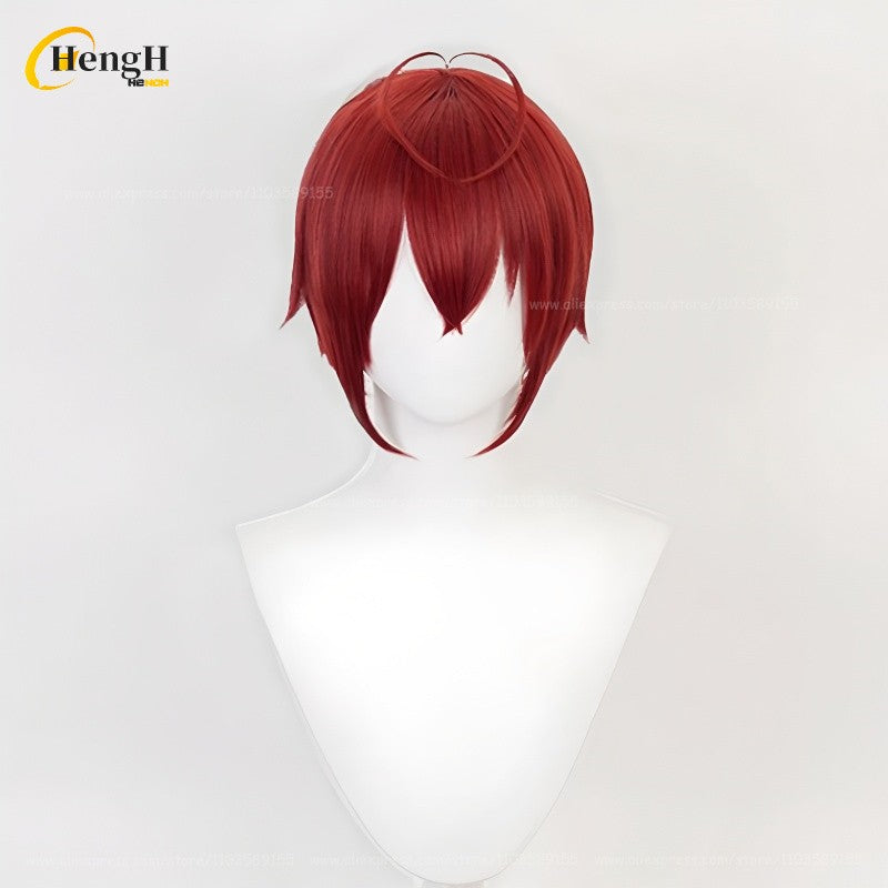 In Stock Anime Riddle Short 30cm Red Cosplay Anime Wig And Headwear Heat Resistant Synthetic Hair Halloween Party Wigs + Wig Cap
