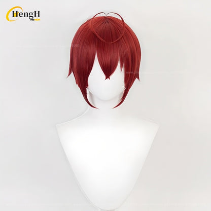 In Stock Anime Riddle Short 30cm Red Cosplay Anime Wig And Headwear Heat Resistant Synthetic Hair Halloween Party Wigs + Wig Cap