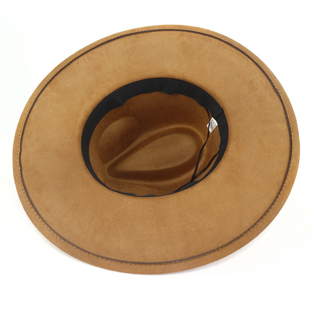 Chapéu fedora de aba larga com cinto de camurça vegana em formato de coração para homens e mulheres chapéu jazz de feltro chapéu feminino clássico