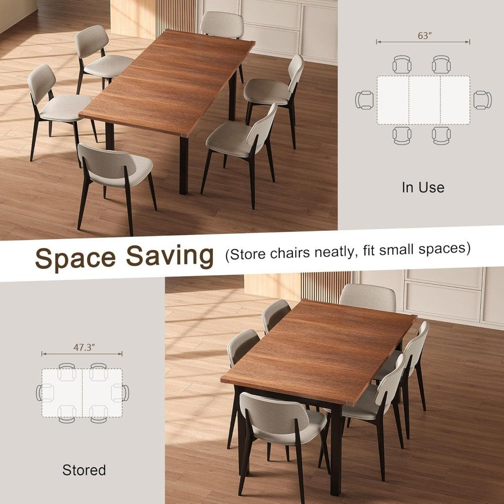Extendable Dining Table for 4-6, 63" Modern Kitchen Table, Farmhouse Dining Room Tables for Dining, Kitchen, Office, Living Room