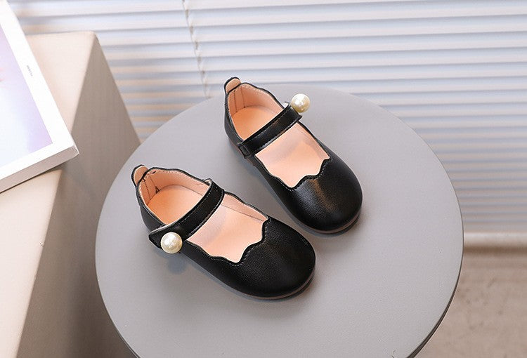 Girls Black Leather Shoes for Wedding Party Back To School Flats Kids Mary Janes Simple Classic Soft Anti-skid Kids Casual Shoes