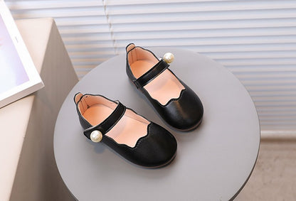 Girls Black Leather Shoes for Wedding Party Back To School Flats Kids Mary Janes Simple Classic Soft Anti-skid Kids Casual Shoes