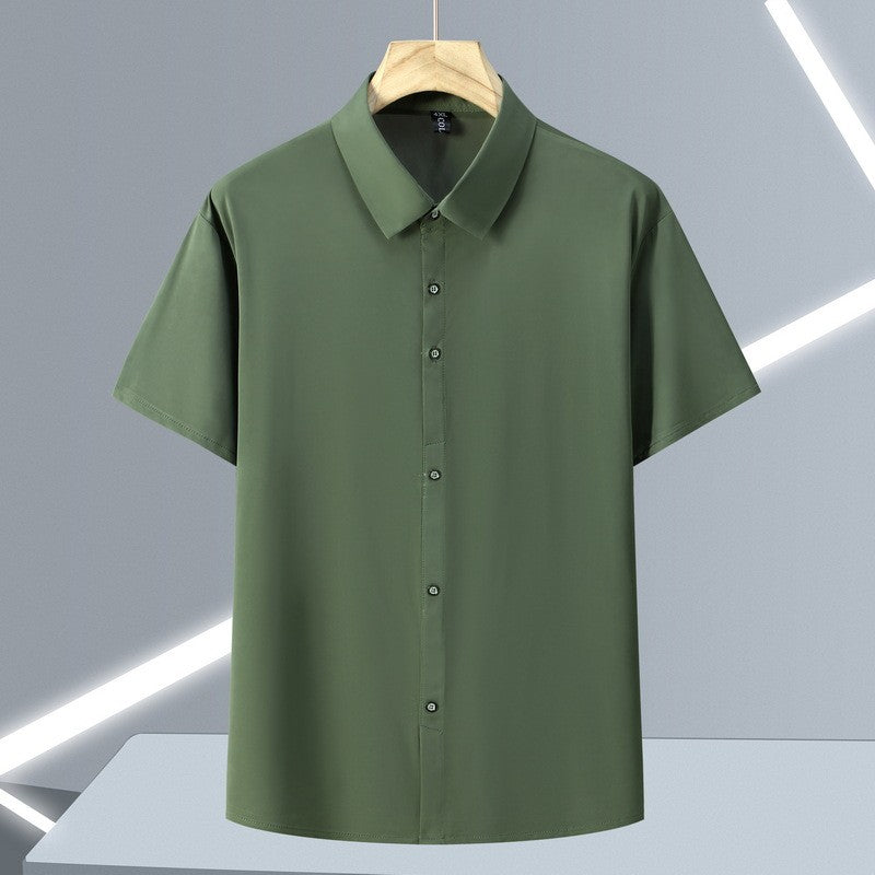 Ice Silk Summer Men's Dress Shirt Turn Down Collar Business Elastic Classic Top Male Plus Size Stretch 6XL 8XL 7XL 9XL 10XL 11XL