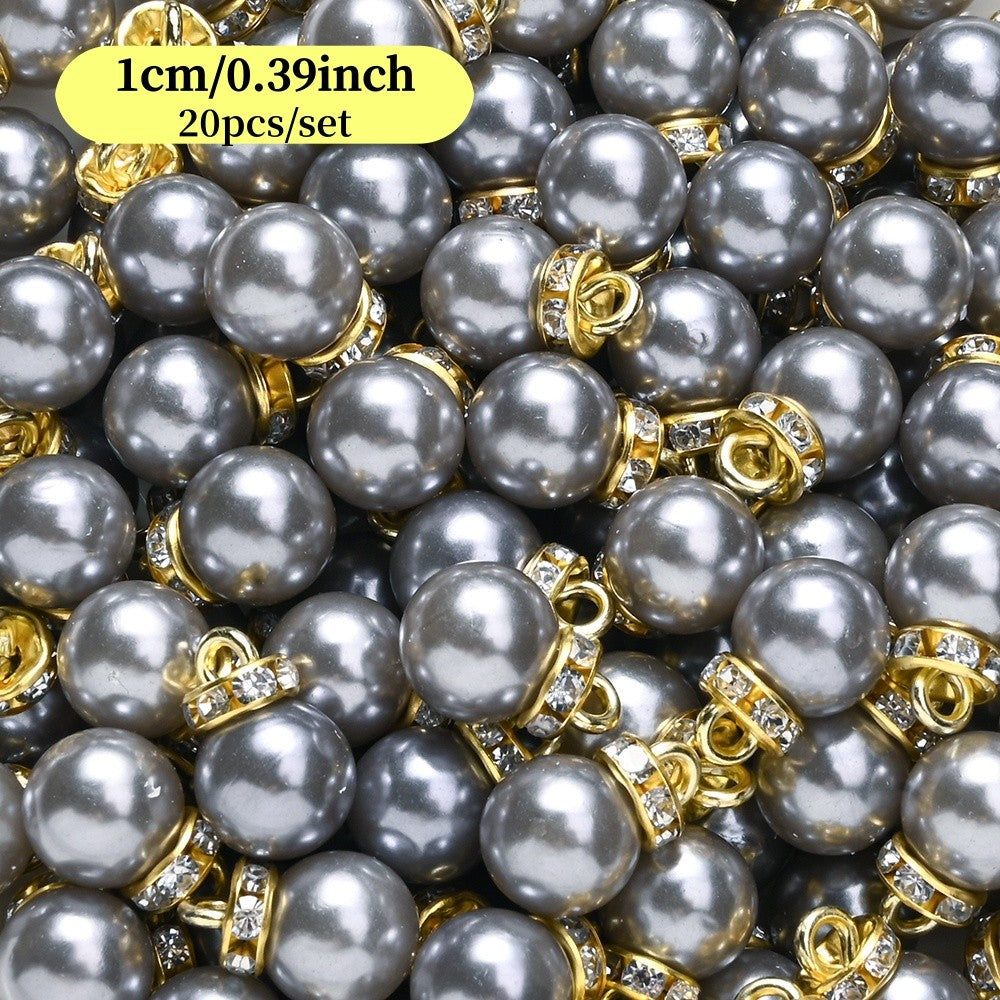20pcs/set Shiny CCB Christmas Beads Pendant Classic Golden Rhinestone Spacer Beads For Earrings  Making Fashion Accessories