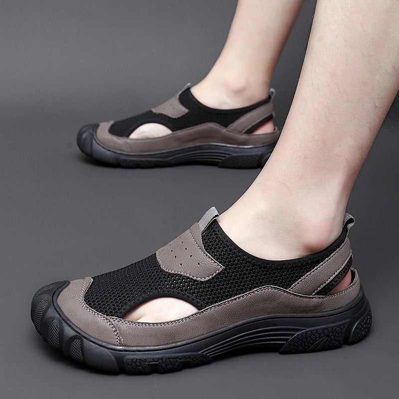 Outdoor Trendy Sandals Summer Mesh Hollow Casual Outerwear Shoes Men's Breathable Sports Shoes Beach Sandals New