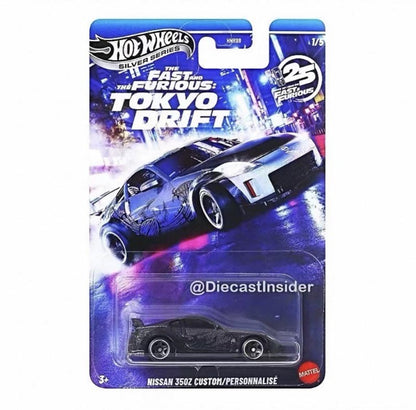 Mattel Hot Wheels Velozes e Furiosos M HNR88 Silver Series Tokyo Drift Set Nissan Chevrolet Carro em Miniatura Colecionável na Escala 1/64