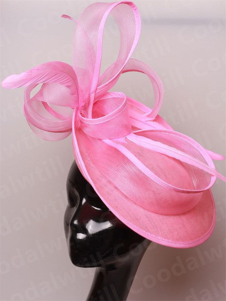 Noiva Casamento Malha Fascinators Chapéu Igreja Senhoras Mulheres Derby Chapéu Grande Fascinator Festa Evento Enfeite de Cabeça Noiva Casamento Pillbox Cap