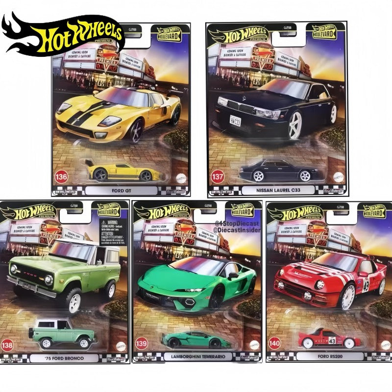 New Arrival Hot Wheels Premium Boulevard Series 1:64 Die-Cast Ford Gt Lamborghini Temerario Nissan Car Model Collect For Boys