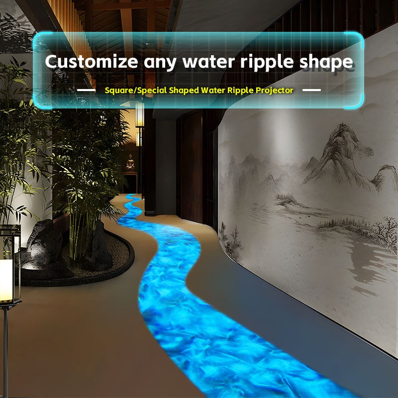 Square Water Ripple Projector Dynamic Water Ripple Logo Indoor Ground Corridor Outdoor Atmosphere Lighting Waterproof Projection