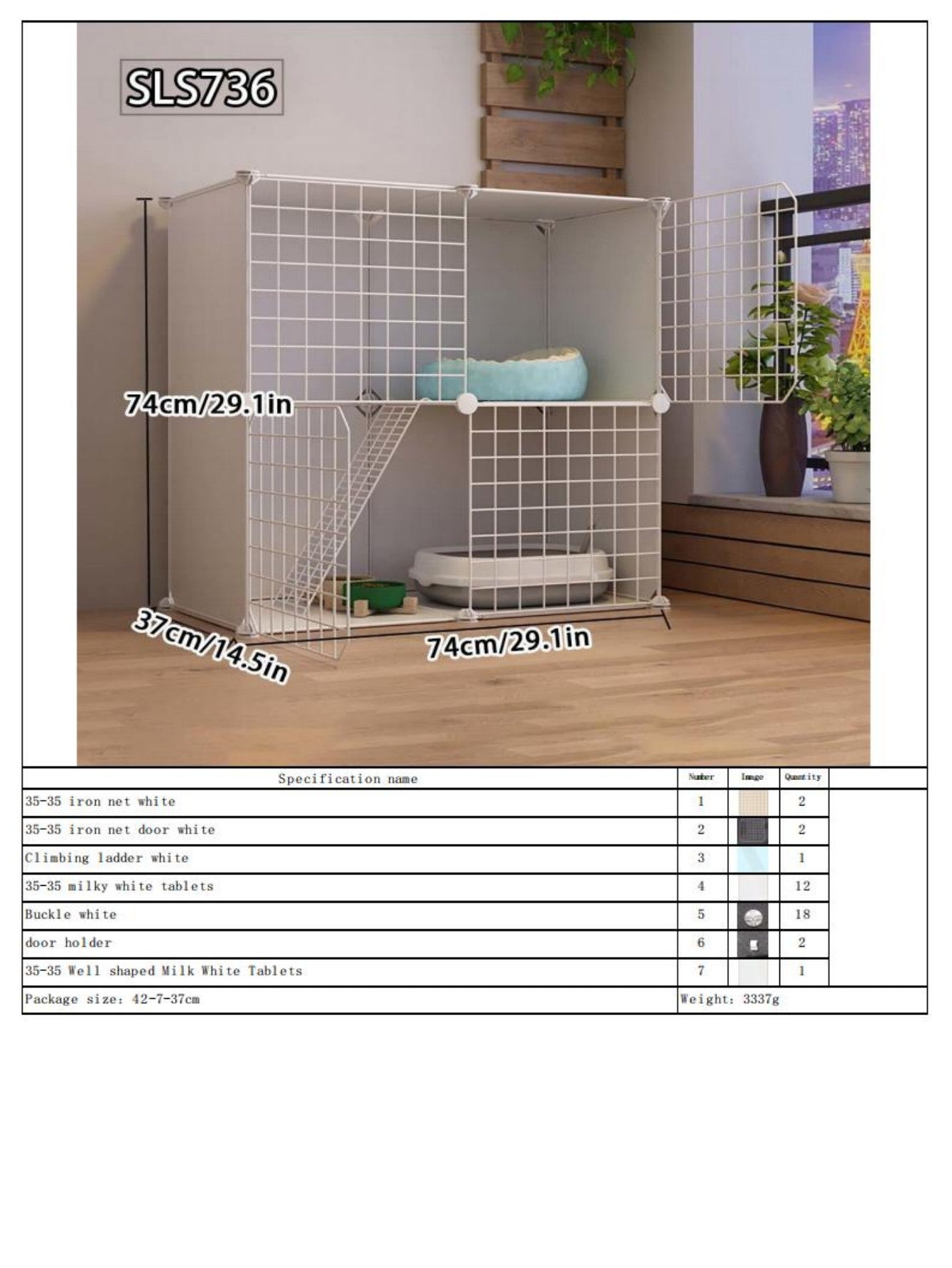 Gaiola para Gatos para Uso Doméstico, Casa para Gatos Interna com Espaço Livre, Abrigo para Gatos, Ninho para Gatos, Gaiola para Pets, Vila para Gatos Pequenos de Três Andares