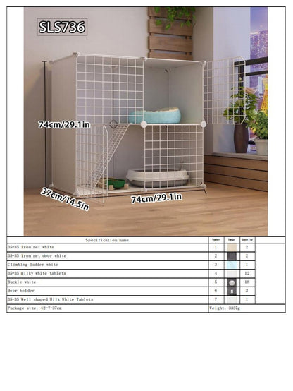 Gaiola para Gatos para Uso Doméstico, Casa para Gatos Interna com Espaço Livre, Abrigo para Gatos, Ninho para Gatos, Gaiola para Pets, Vila para Gatos Pequenos de Três Andares