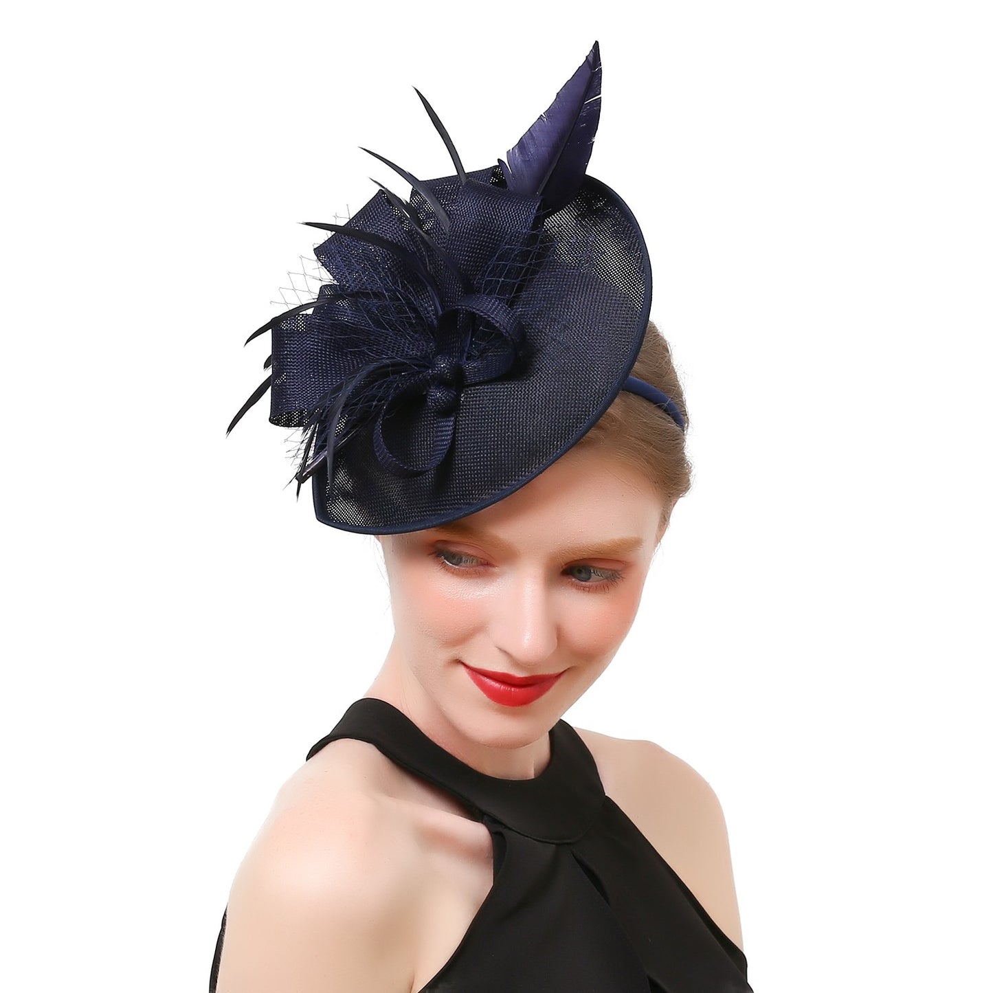 Fascinators de Luxo Kentucky Derby Chapéu de Igreja Design de Pérolas em Tela Laço Máscara Acessórios de Cabelo para Mulheres Senhoras