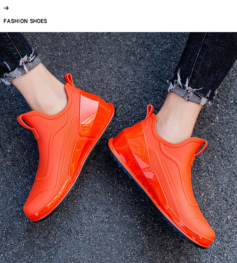 Ankle Rain Boots Men's Motorcycle Waterproof Shoes Outdoor Rain Boots Fishing Non-slip Rubber Shoes Thick Soled Water Shoes