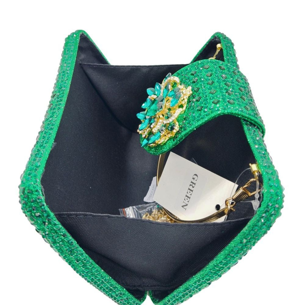 Sparkling Rhinestone Clutch Bag Lady Crystal Evening Purse Luxury Metal Handle Chain Handbag Wedding Party Dinner Diamond Bags