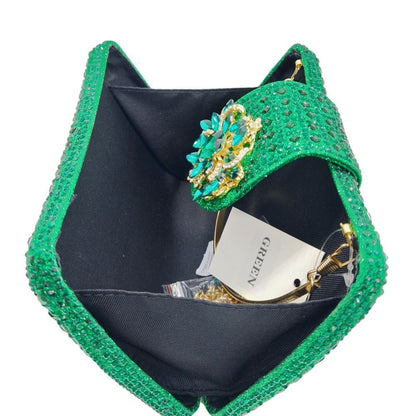 Sparkling Rhinestone Clutch Bag Lady Crystal Evening Purse Luxury Metal Handle Chain Handbag Wedding Party Dinner Diamond Bags