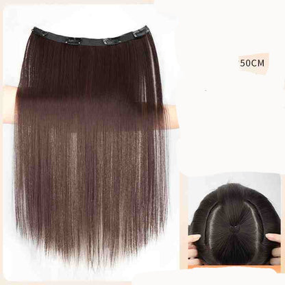 Extensões de Cabelo Sintético em V de uma Peça com 4 Clips Cabelo Liso Longo Peruca Cor 50CM Cabelo Falso Natural