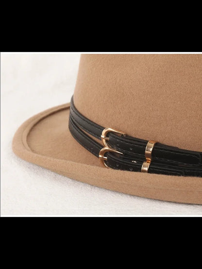 Outono Inverno Nova Moda Lã Feltro Chapéu Versão Coreana Boina Retrô Elegante Senhoras Chapéu de Jazz Aba Larga para Mulheres??