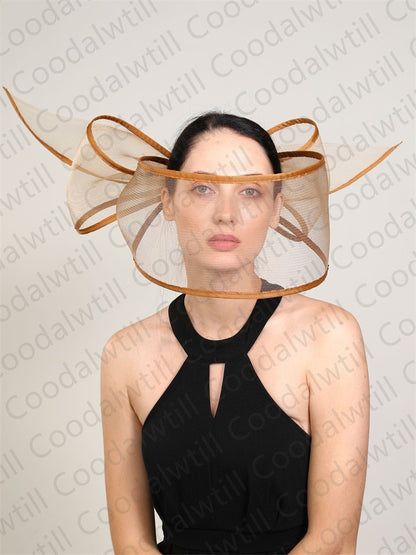 Fascinator de Véu Branco Elegante Chapéu Feminino para Kentucky Derby Evento de Corrida Adorno de Cabeça de Moda Boné de Rede Chapeau para Eventos Femininos