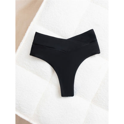 S - XL High Waist High Leg Cut Bikini Bottom Swim Brief Women Swimwear Female Bather Brazilian Tanga Panties Underwear K7095