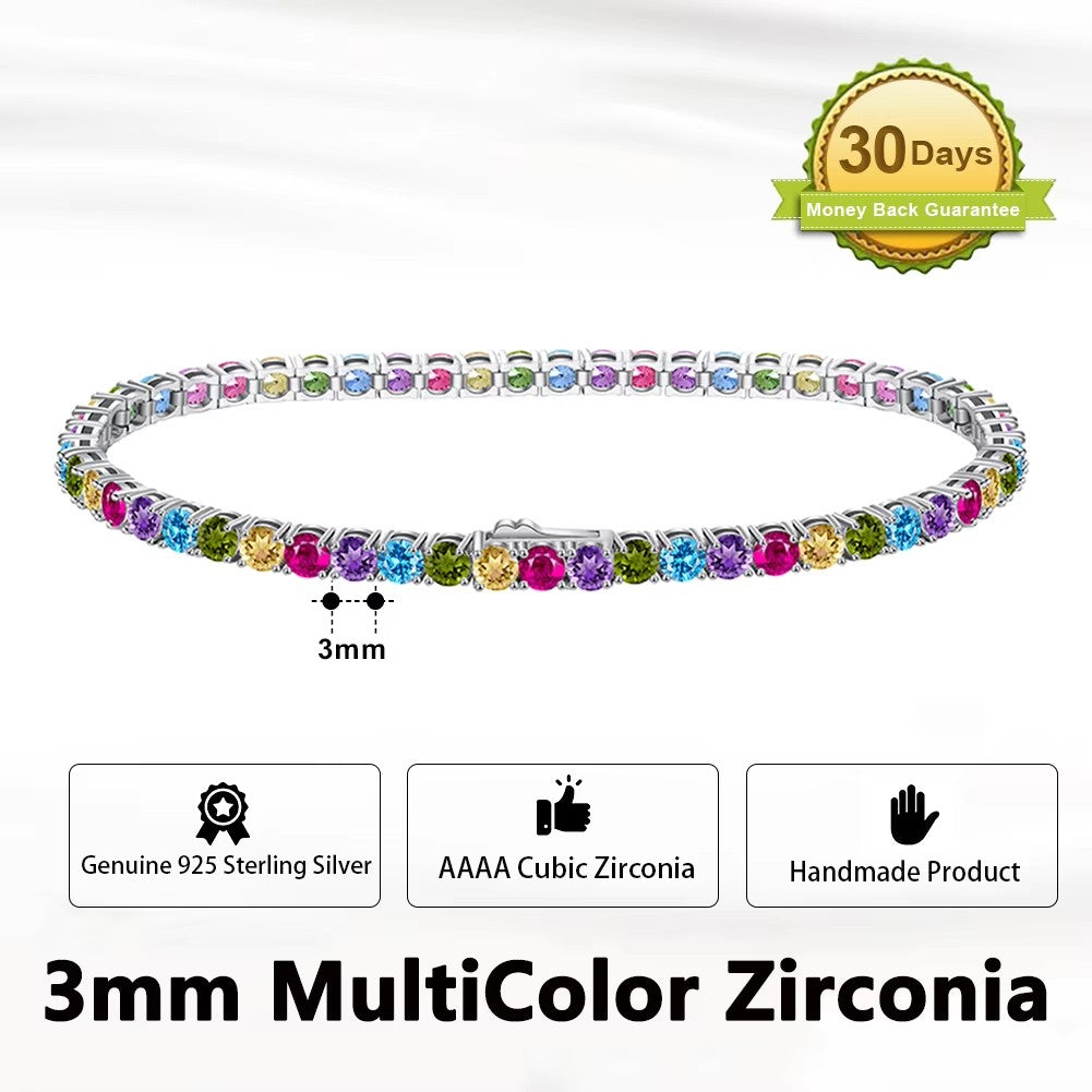 ORSA JEWELS Authentic 925 Sterling Silver Tennis Chain Bracelet Moulding Process Hanmade High-end Hand Chain for Man Woman SB128