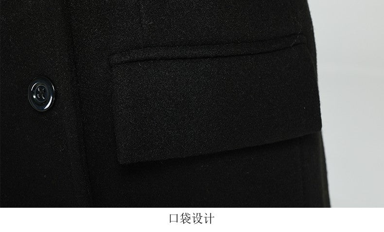 Nerazzurri Autumn Winter Long Elegant Luxury Chic Navy Blue Warm Woolen Coat for Men Double Breasted Wool & blends Overcoat 2023