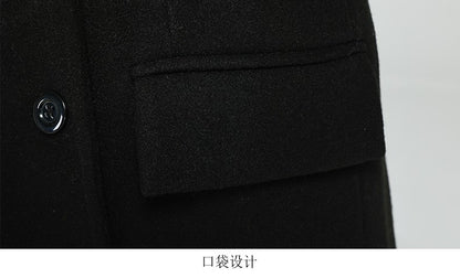 Nerazzurri Autumn Winter Long Elegant Luxury Chic Navy Blue Warm Woolen Coat for Men Double Breasted Wool & blends Overcoat 2023