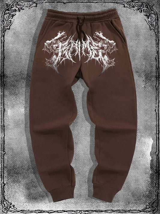 White Bandana Pattern Print Drawstring Sweatpants Loose Fit Unisex Joggers Purple Black Red Brown Grey Casual Fall Winter