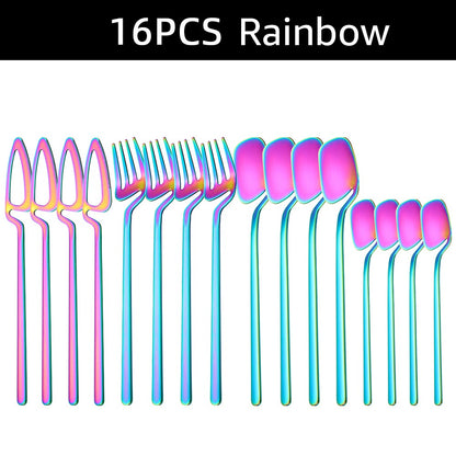 16pcs Dinnerware Set Stainless Steel Cutlery Set Mirror Silverware Knife Fork Spoon Tableware Flatware Set Dishwasher Safe
