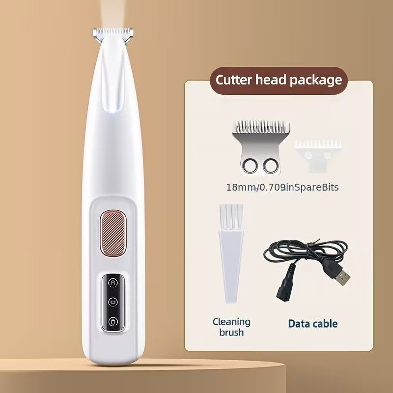 Electric Paw Trimmer For Dogs & Cats Quiet Rechargeable Clipper With LED Light For Ears Face Multifunctional Pet Grooming Tool