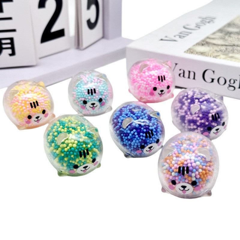 Colorful Bead Filled Bear Squishy Toy Squeeze Fidget Toy Sensory Stress Relief Toy Kids Adults Party Bag Fillers Birthday Gift