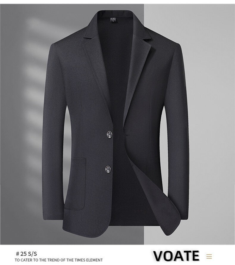 A fashionable and stylish men's sun-protective suit with a linen collar and two buttons, along with a sun-protective jacket