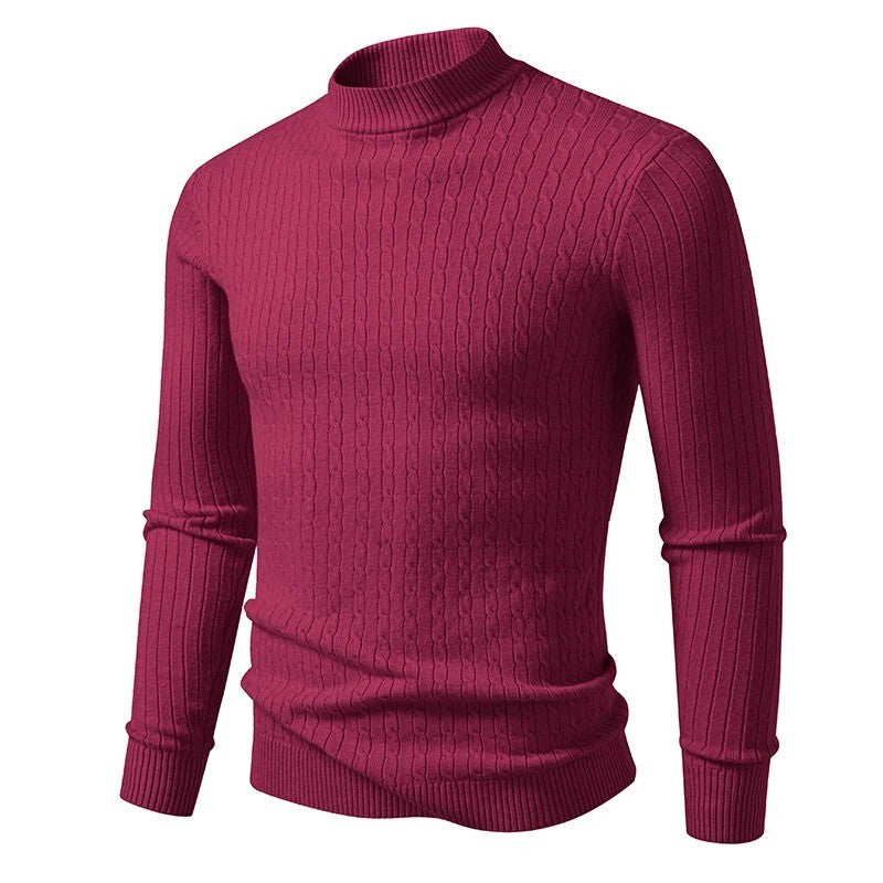 Animal Game Mens Mock Neck Pullover Casual Sweaters Outdoor Woolen Knitwear Twist Casual Sweater Knit Autumn Warm Coats