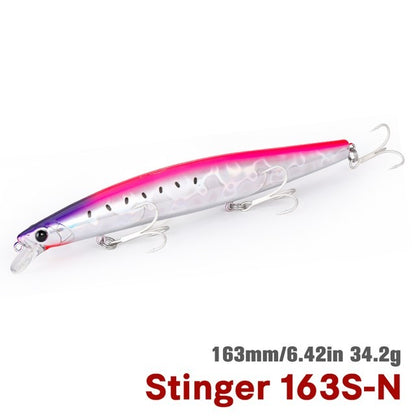 TSURIKNOYA STINGER 163S Isca Artificial Minnow de Fundo para Água Salgada com Lançamento Ultra Longo 163mm 34.2g Iscas Rígidas para Robalo