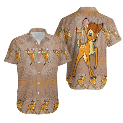 Disney Bambi Hawaiian Shirts Mens Women Fashion Short Sleeve Shirts Disney Hawaiian Shirts Casual Beach Shirt Bambi Kids Shirt
