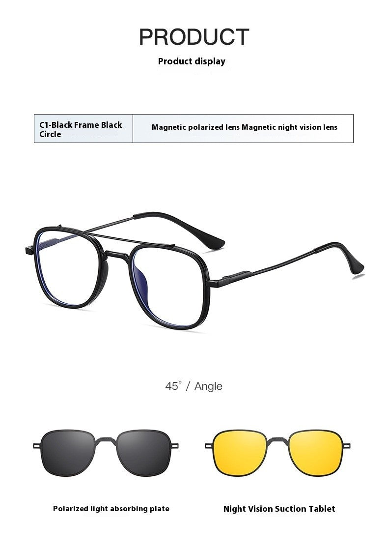 COHK Metal 3 In 1 New Style Folding Magnet Clip On Glasses Frame Trend Polarized Sunglasses Men Optical Computer Eyewear UV400