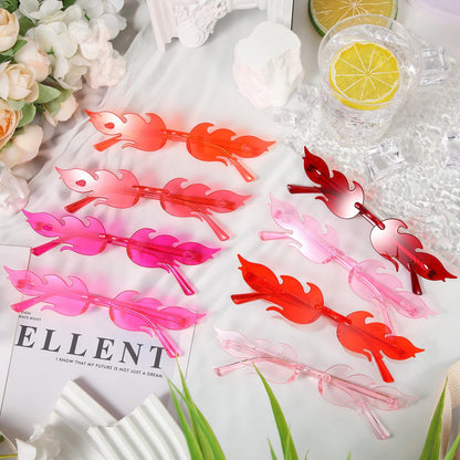 12-120Pcs Fire Flame Sunglasses Rimless Fire Sunglasses Candy Color Party Sunglasses Wedding Funny Sunglasses for Guest