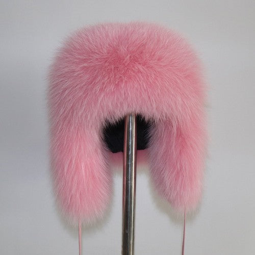 2025 Novo Chapéu Feminino Ushanka Russo de Pele de Raposa Natural Inverno Grosso Quente Orelhas Moda Chapéu Bomber Senhora Gorro Genuíno de Pele de Raposa Real